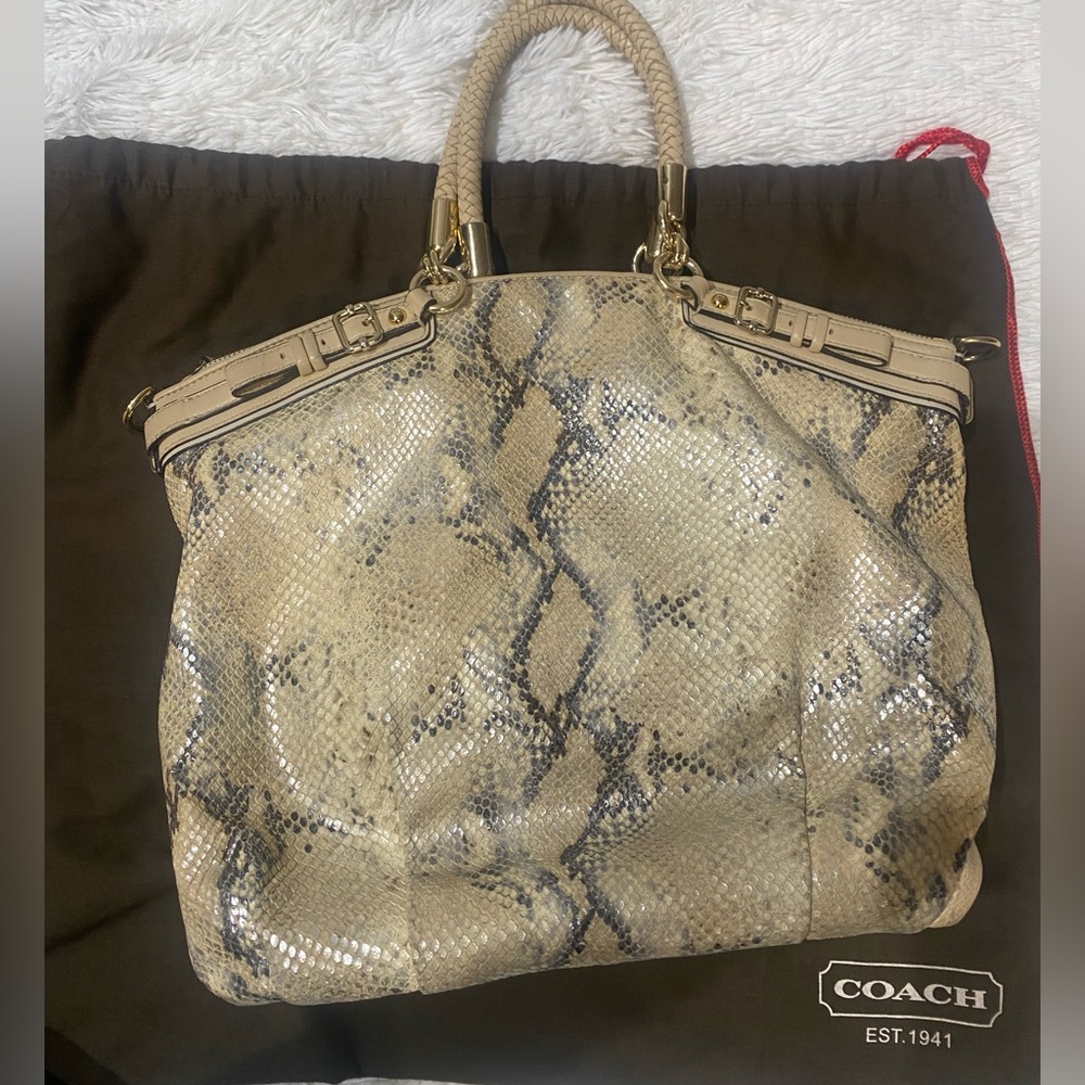 Coach Madison Lindsey Python Leather Satchel Purse - image 2